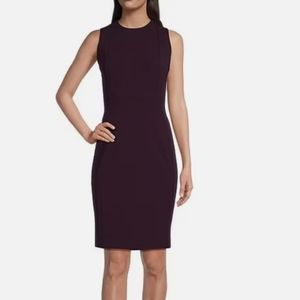Calvin Klein Scuba Crepe Crew Neck Sleeveless Sheath Dress